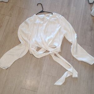 Guess Cream Women's Wrap Top